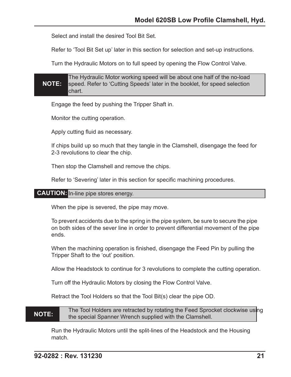 Tri Tool 620SB Clamshell Hydraulic User Manual | Page 21 / 54