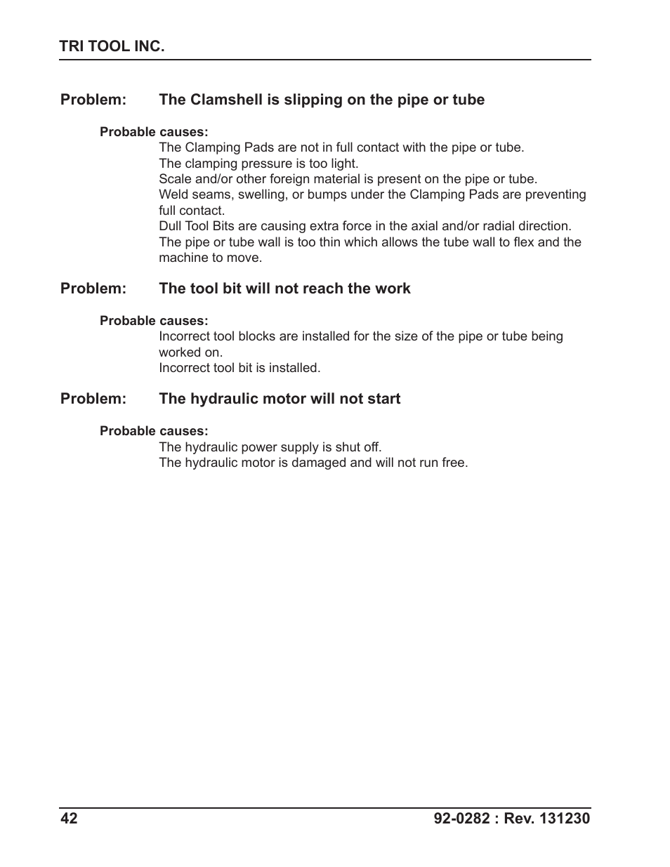 Tri Tool 620SB Clamshell Hydraulic User Manual | Page 42 / 54