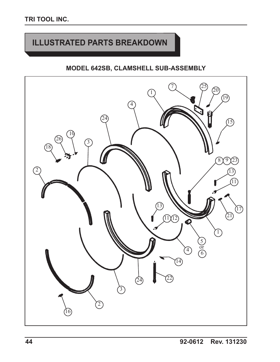 Illustrated parts breakdown | Tri Tool 642SB Clamshell Air and Hydraulic User Manual | Page 44 / 60