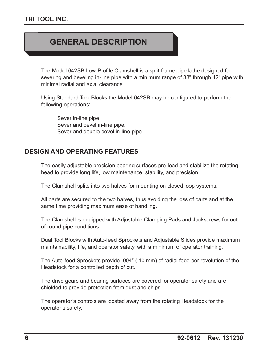 General description | Tri Tool 642SB Clamshell Air and Hydraulic User Manual | Page 6 / 60