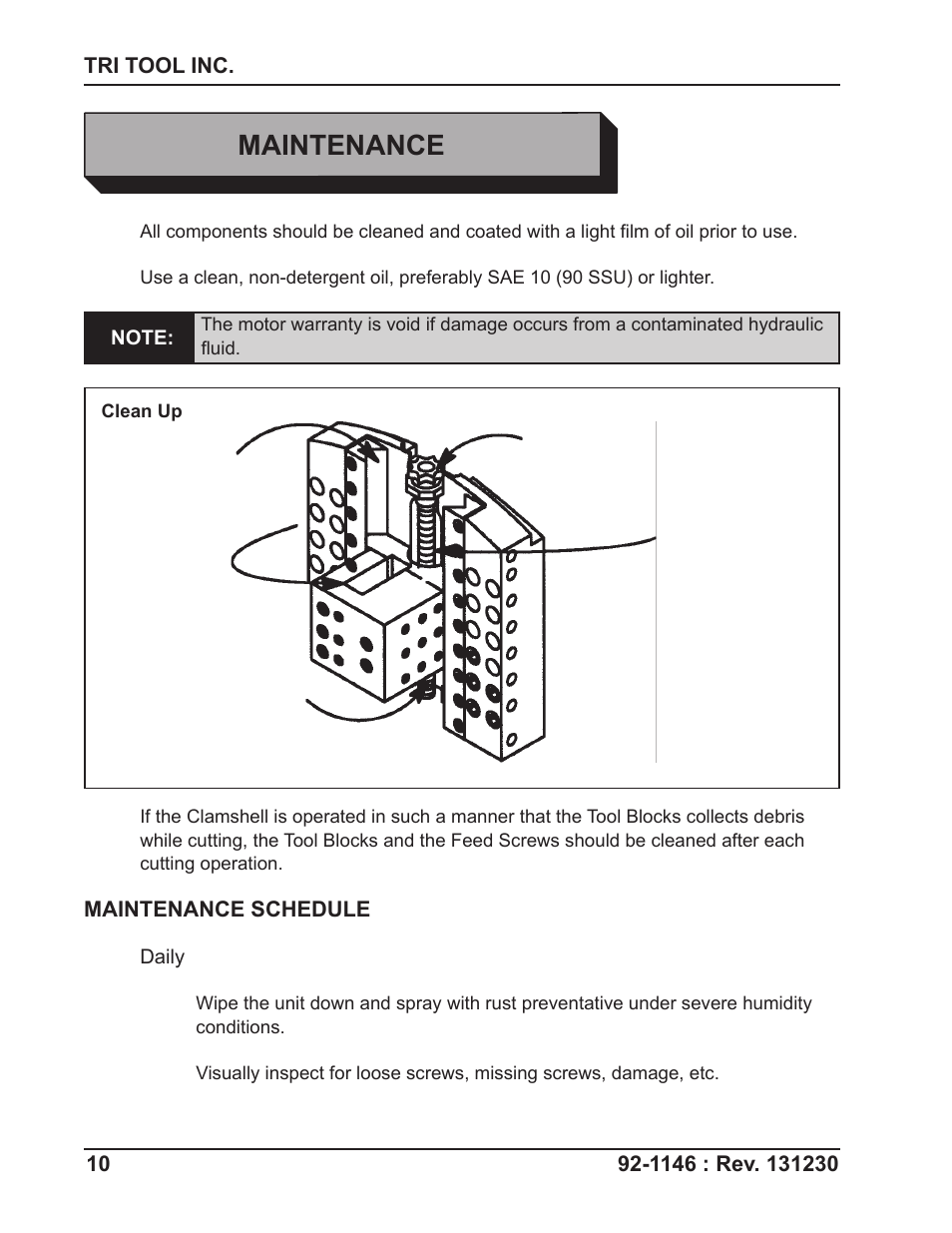 Maintenance | Tri Tool 648RBL Clamshell Hydraulic 2 Piece User Manual | Page 10 / 55