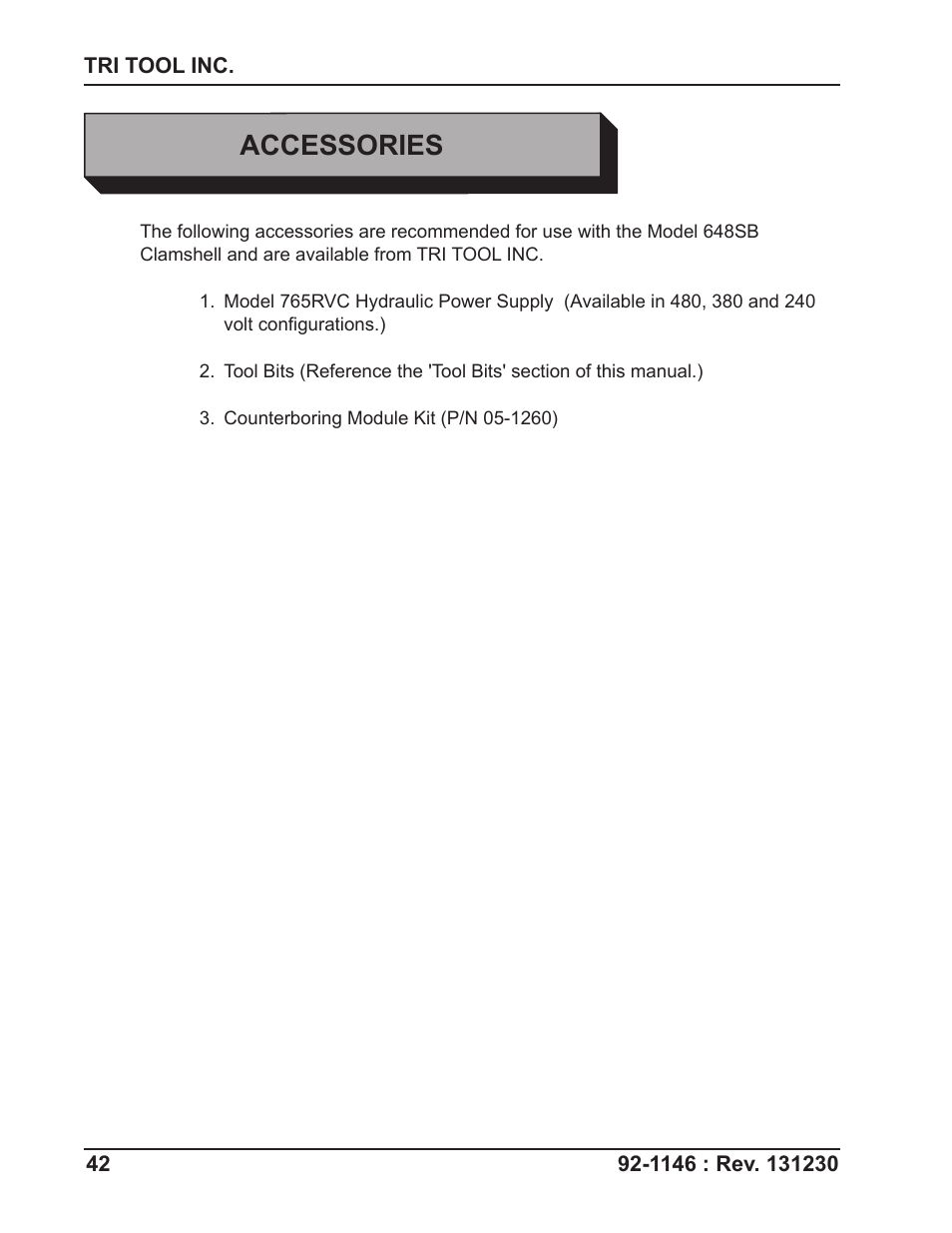 Accessories | Tri Tool 648RBL Clamshell Hydraulic 2 Piece User Manual | Page 42 / 55