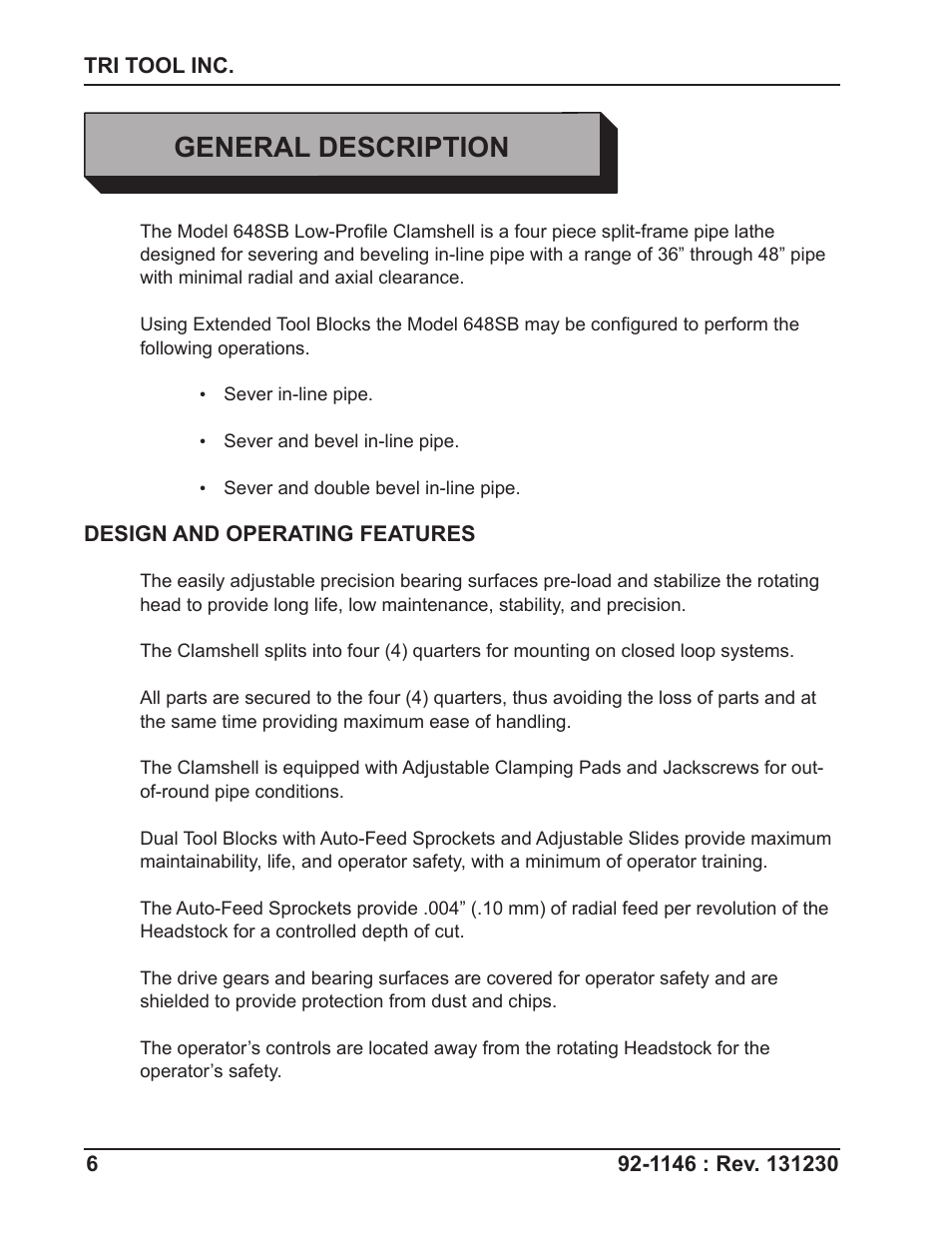 General description | Tri Tool 648RBL Clamshell Hydraulic 2 Piece User Manual | Page 6 / 55