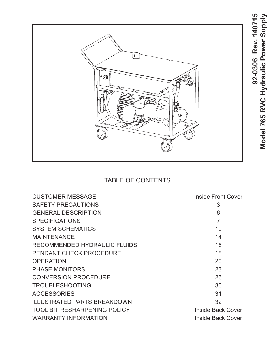 Tri Tool 765RVC Hyrdaulic Power Supply User Manual | 43 pages