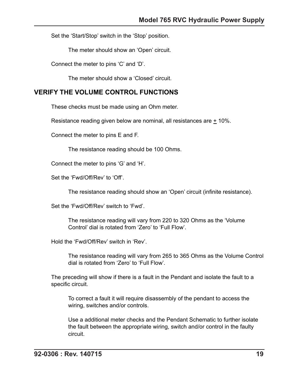 Tri Tool 765RVC Hyrdaulic Power Supply User Manual | Page 19 / 43