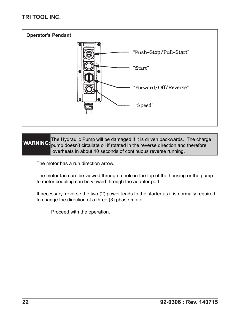 Tri Tool 765RVC Hyrdaulic Power Supply User Manual | Page 22 / 43