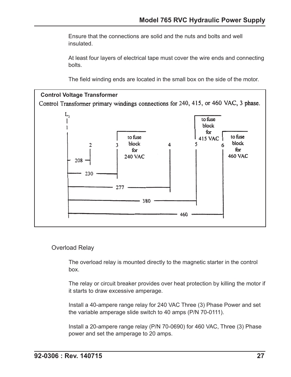 Tri Tool 765RVC Hyrdaulic Power Supply User Manual | Page 27 / 43