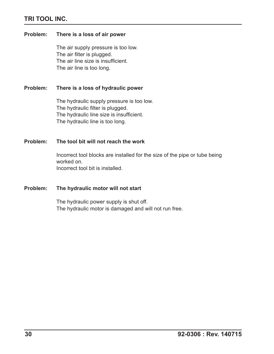 Tri Tool 765RVC Hyrdaulic Power Supply User Manual | Page 30 / 43