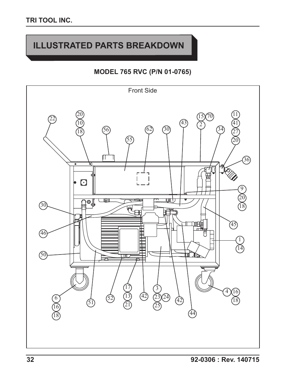 Illustrated parts breakdown | Tri Tool 765RVC Hyrdaulic Power Supply User Manual | Page 32 / 43