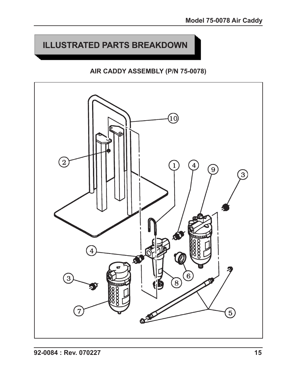 Illustrated parts breakdown | Tri Tool 75-0078 Air Caddy User Manual | Page 15 / 18