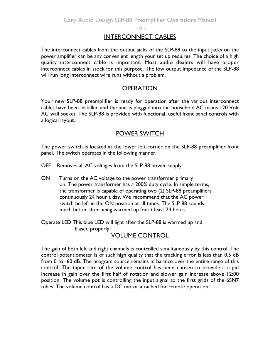 Cary Audio Design SLP-88 User Manual | Page 6 / 8