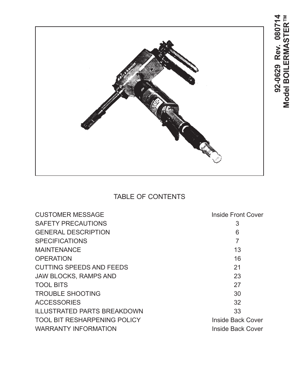 Tri Tool Boilermaster Beveler Standard User Manual | 43 pages