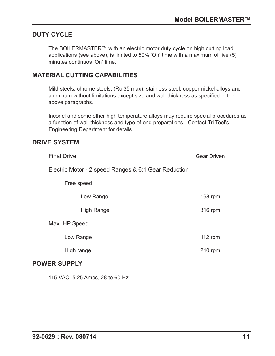 Tri Tool Boilermaster Beveler Standard User Manual | Page 11 / 43