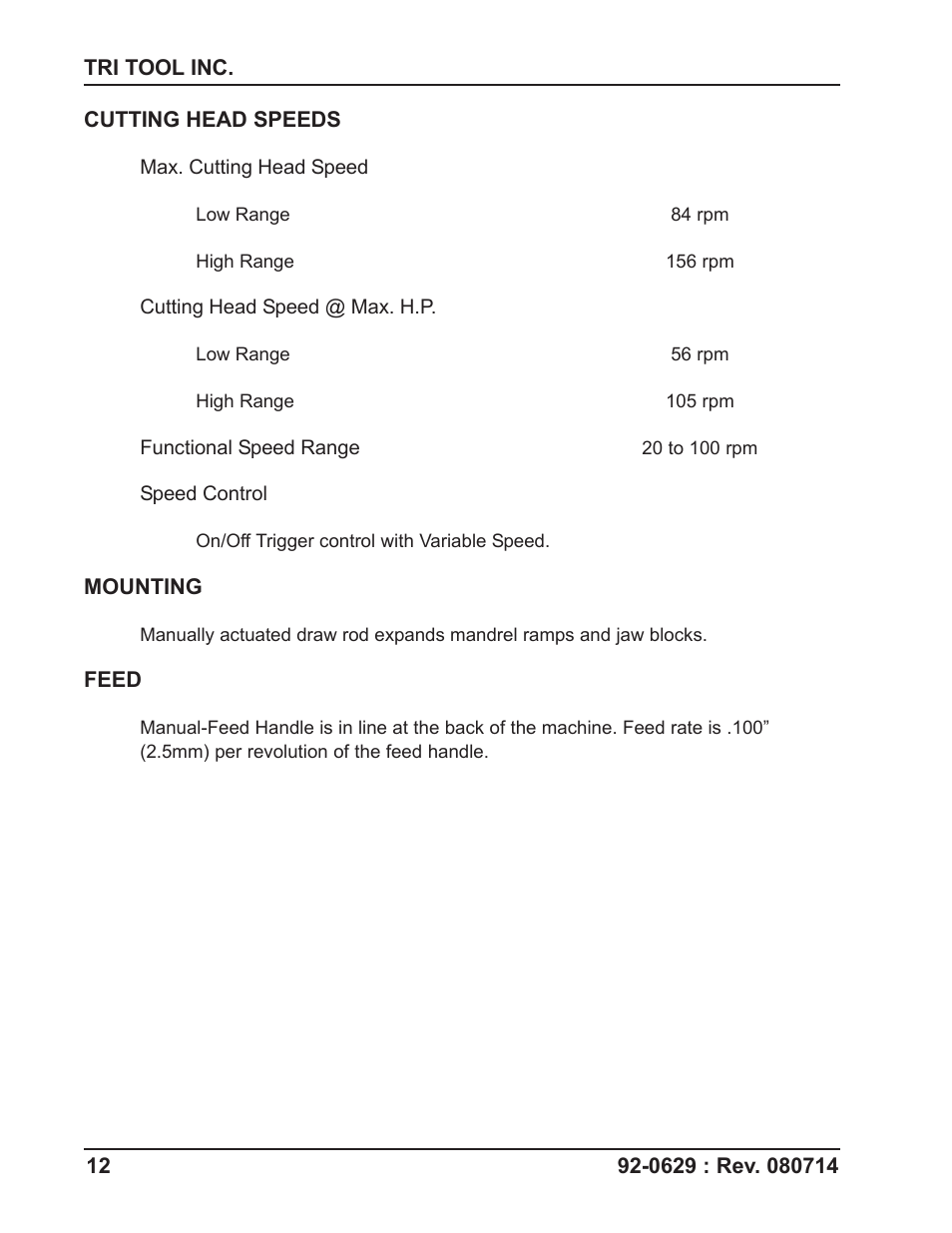 Tri Tool Boilermaster Beveler Standard User Manual | Page 12 / 43