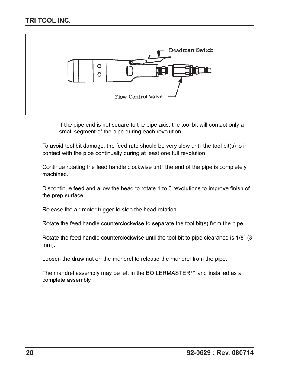 Tri Tool Boilermaster Beveler Standard User Manual | Page 20 / 43