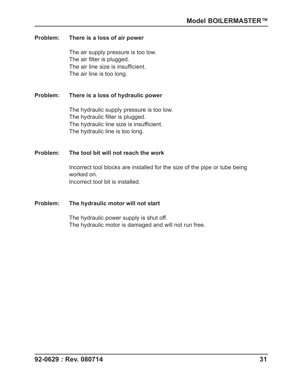 Tri Tool Boilermaster Beveler Standard User Manual | Page 31 / 43