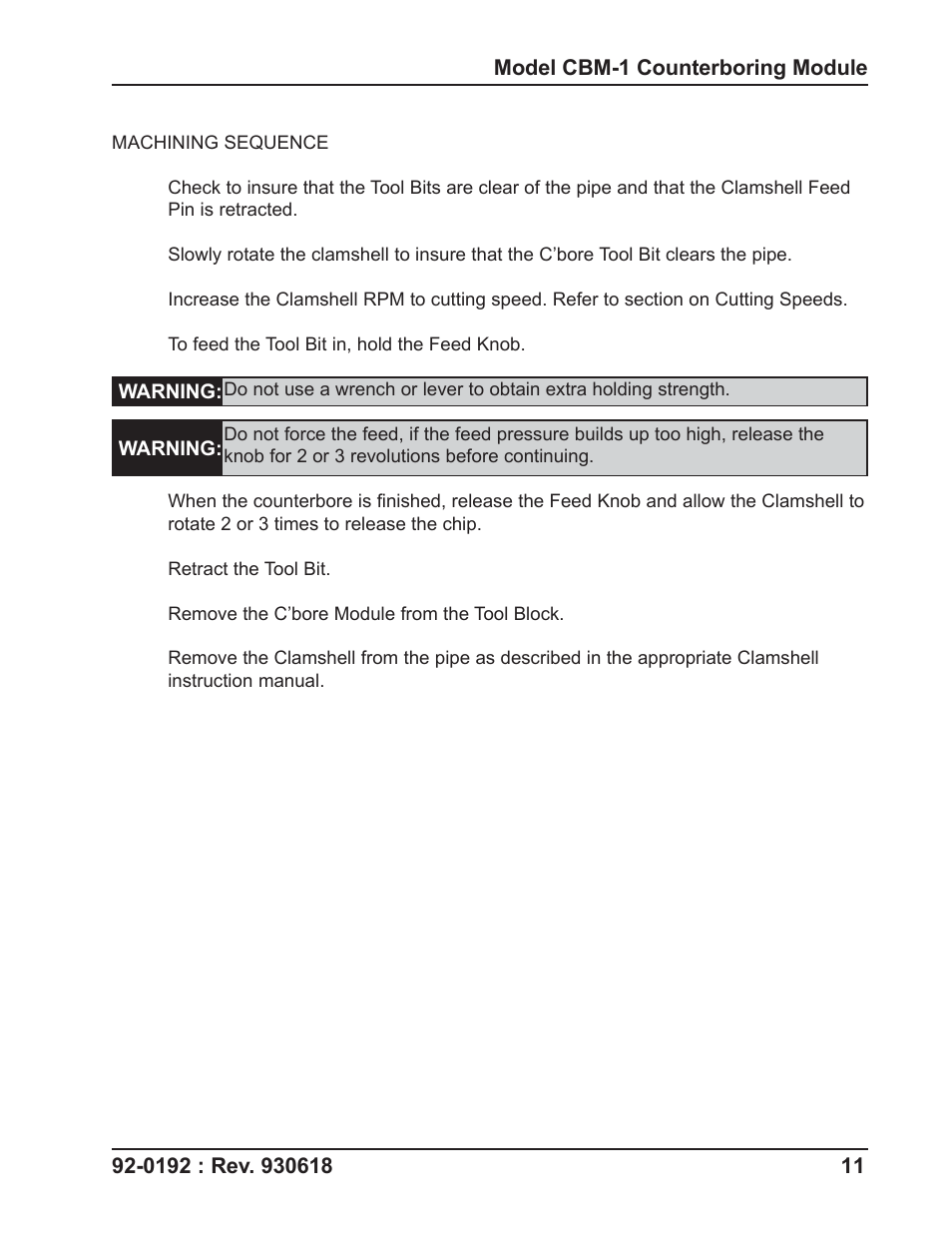 Tri Tool CBM-1 Counterbore Module User Manual | Page 11 / 18