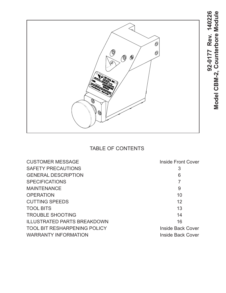 Tri Tool CBM-2 Counterbore Module User Manual | 18 pages