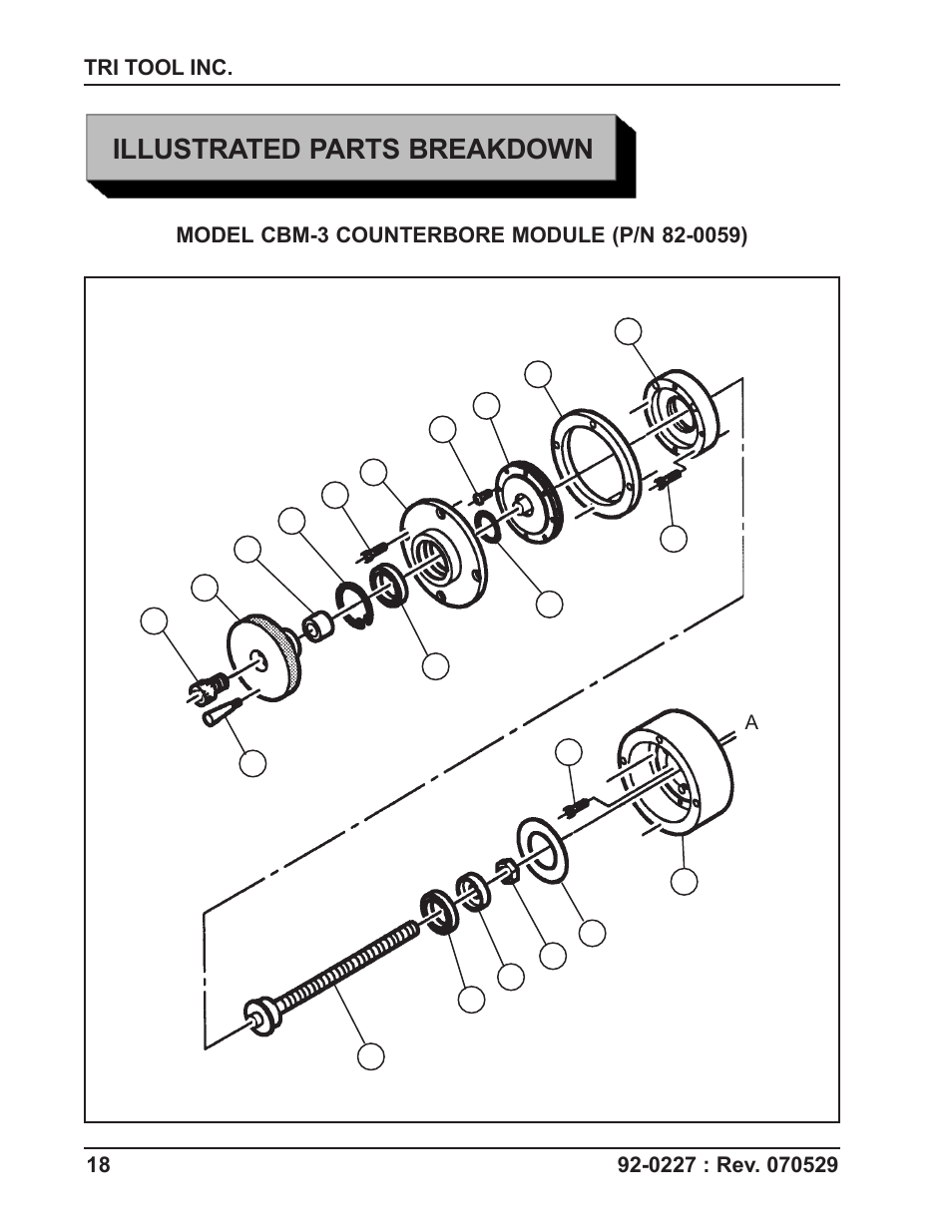 Illustrated parts breakdown | Tri Tool CBM-3 Counterbore Module User Manual | Page 18 / 21