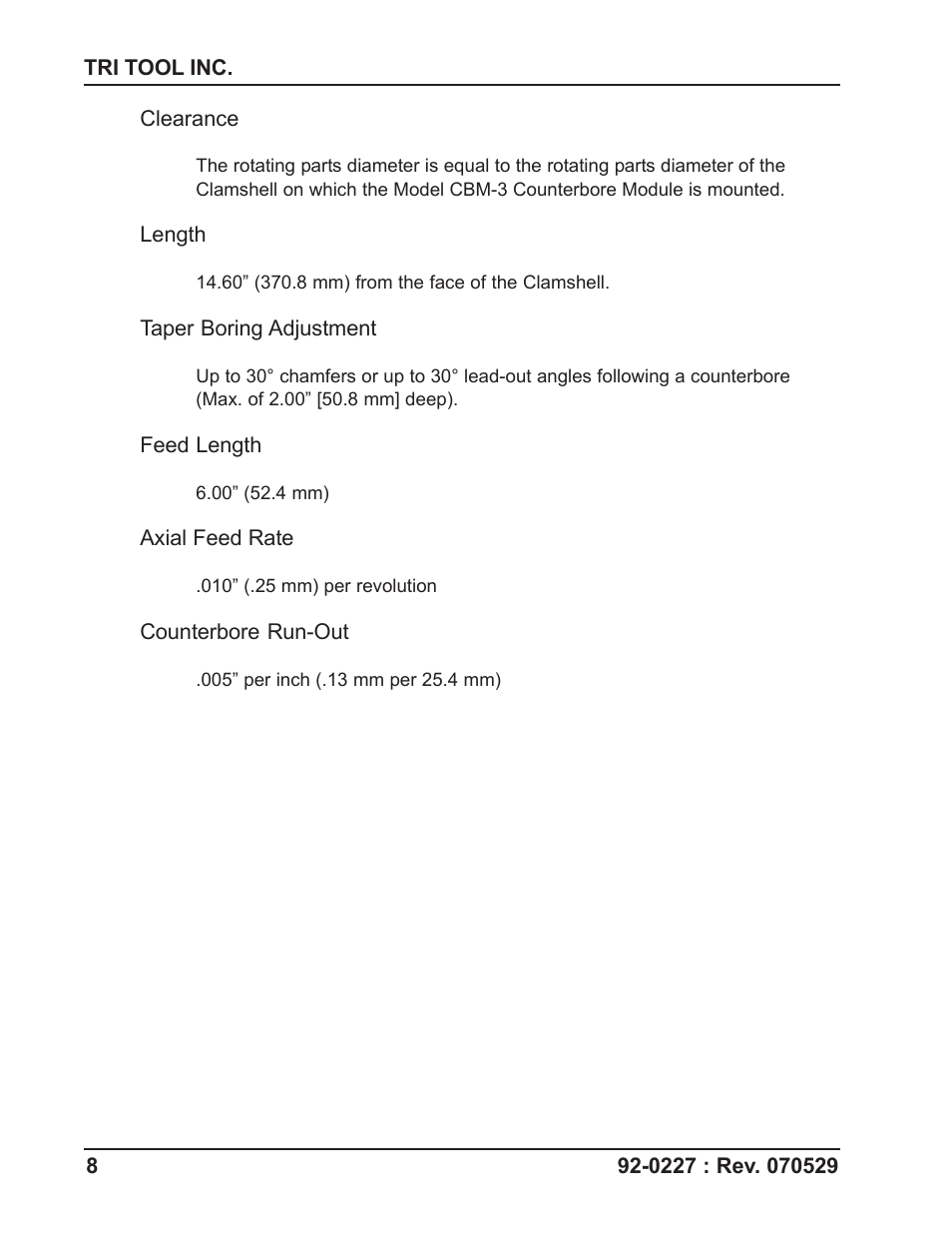Tri Tool CBM-3 Counterbore Module User Manual | Page 8 / 21