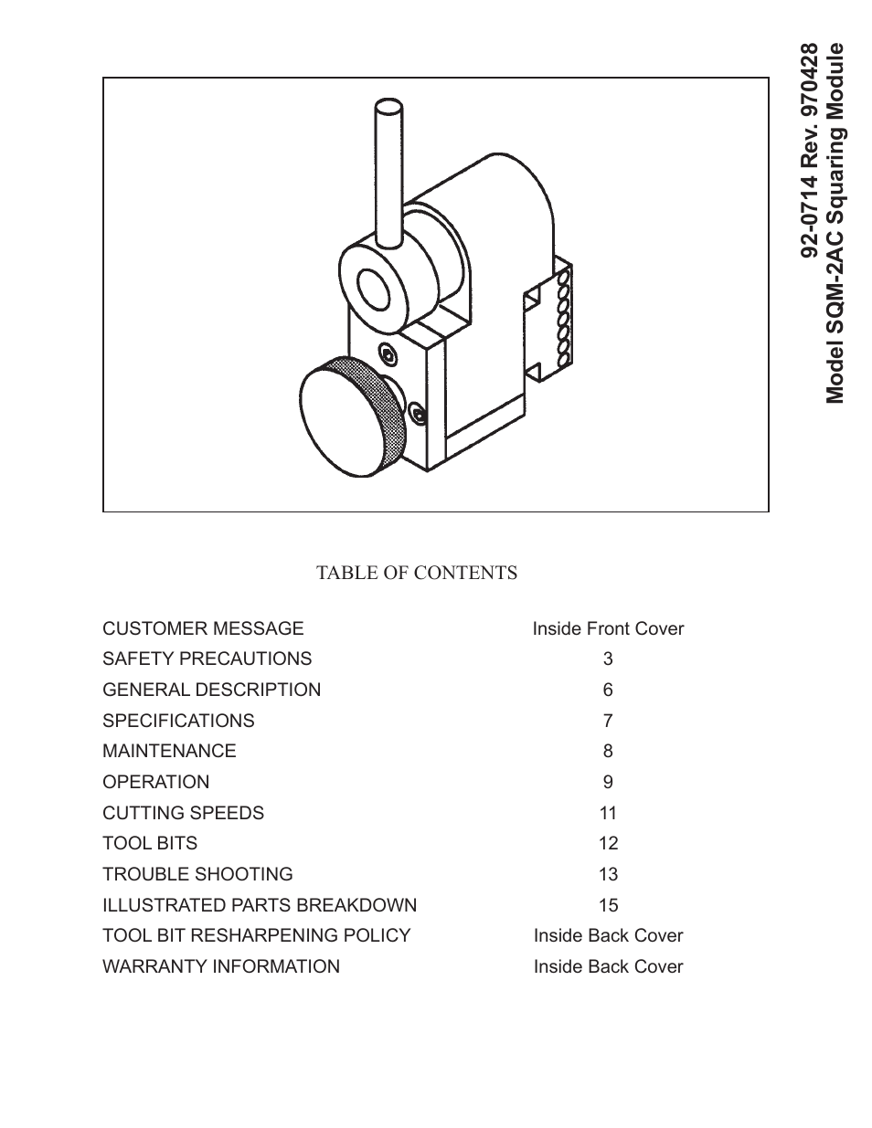 Tri Tool SQM-2AC Squaring Module User Manual | 16 pages