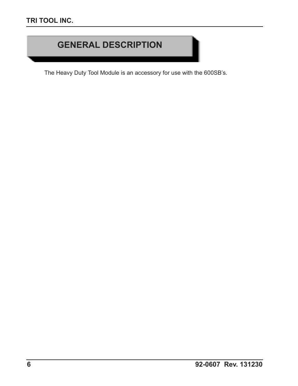 General description | Tri Tool Heavy Duty Tool Module User Manual | Page 6 / 9