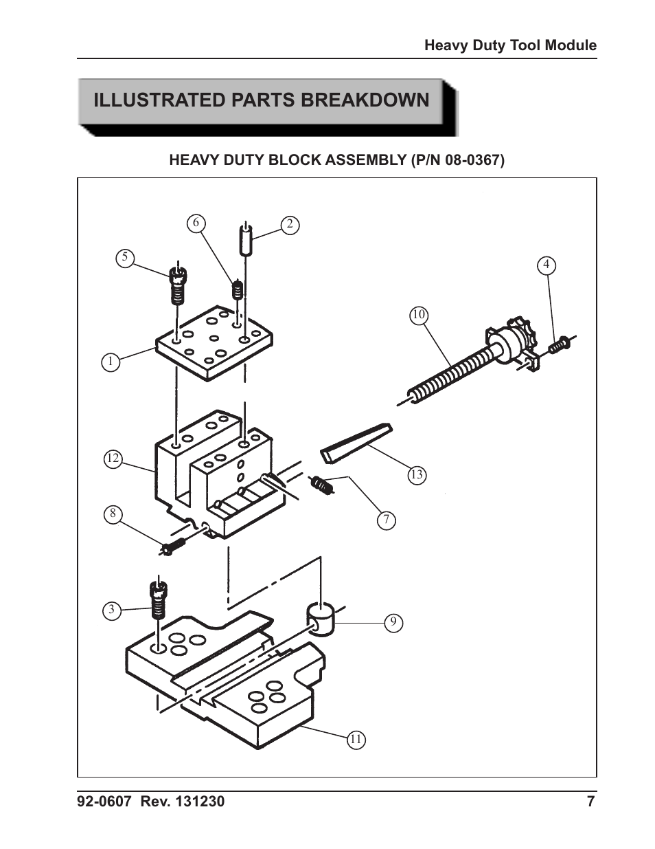 Illustrated parts breakdown | Tri Tool Heavy Duty Tool Module User Manual | Page 7 / 9