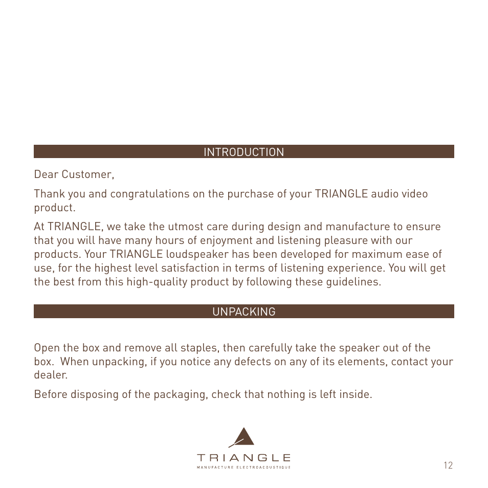 Triangle Enceinte Alpha User Manual | Page 12 / 28