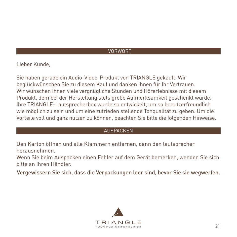 Triangle Enceinte Alpha User Manual | Page 21 / 28