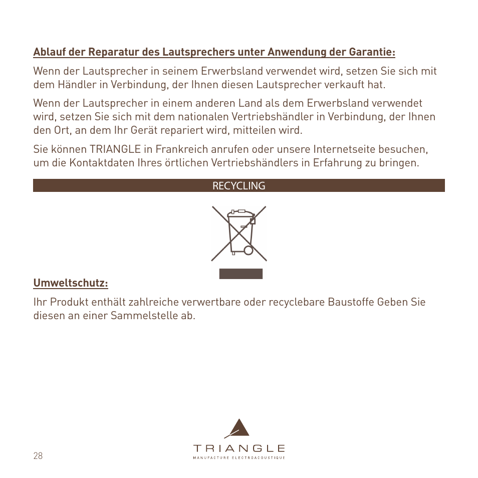 Triangle Enceinte Alpha User Manual | Page 28 / 28