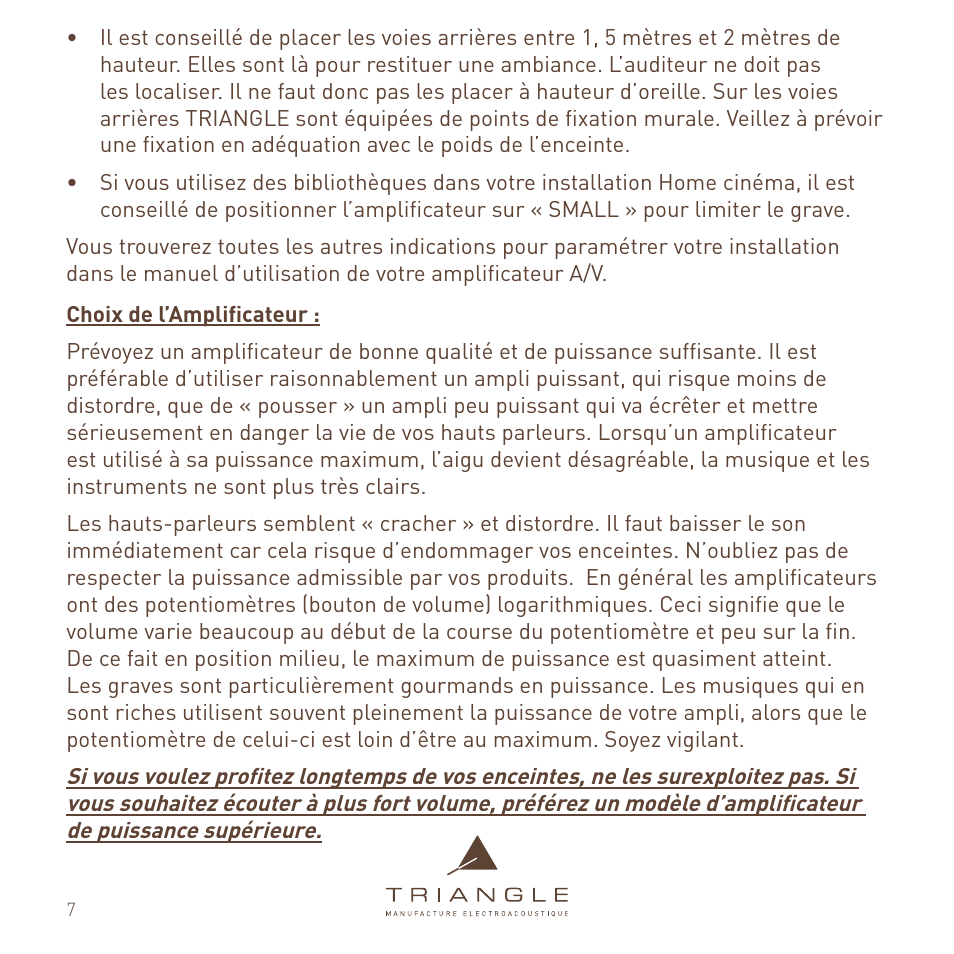 Triangle Enceinte Alpha User Manual | Page 7 / 28