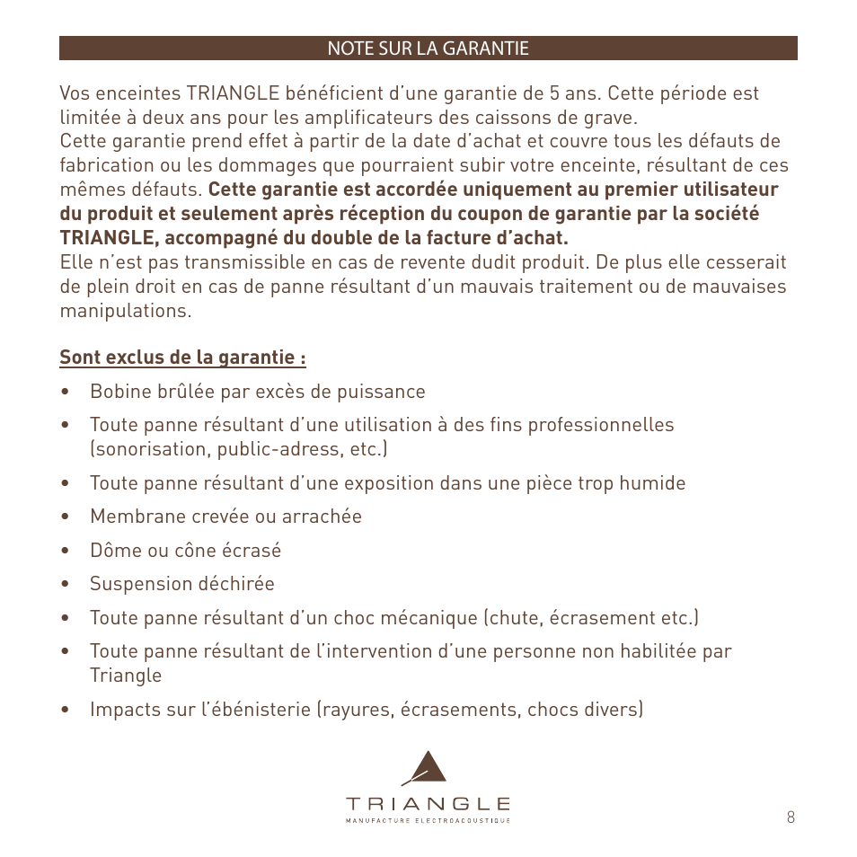Triangle Enceinte Alpha User Manual | Page 8 / 28