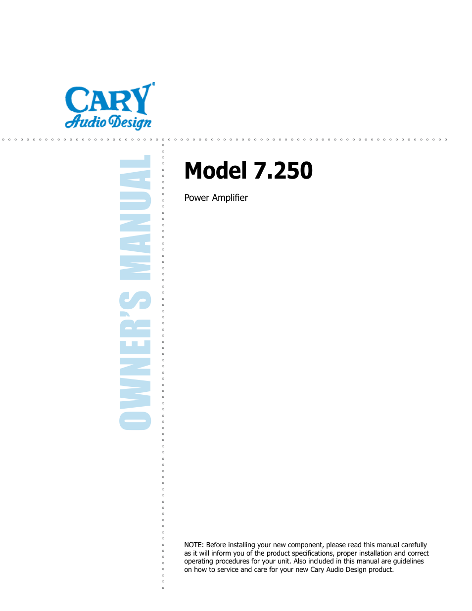 Cary Audio Design 7.25 User Manual | 25 pages