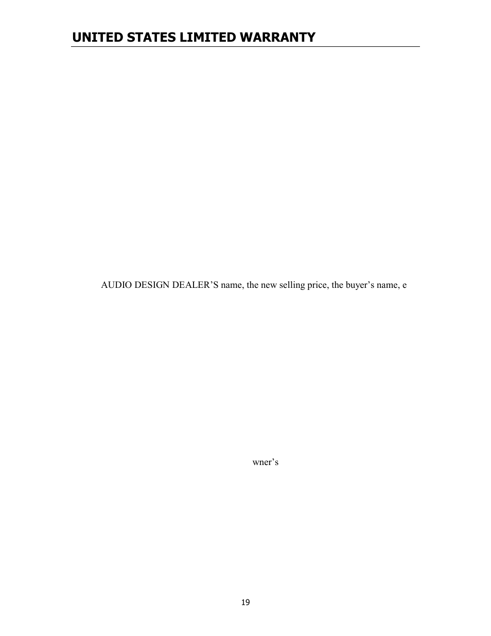 United states limited warranty | Cary Audio Design 7.25 User Manual | Page 21 / 25