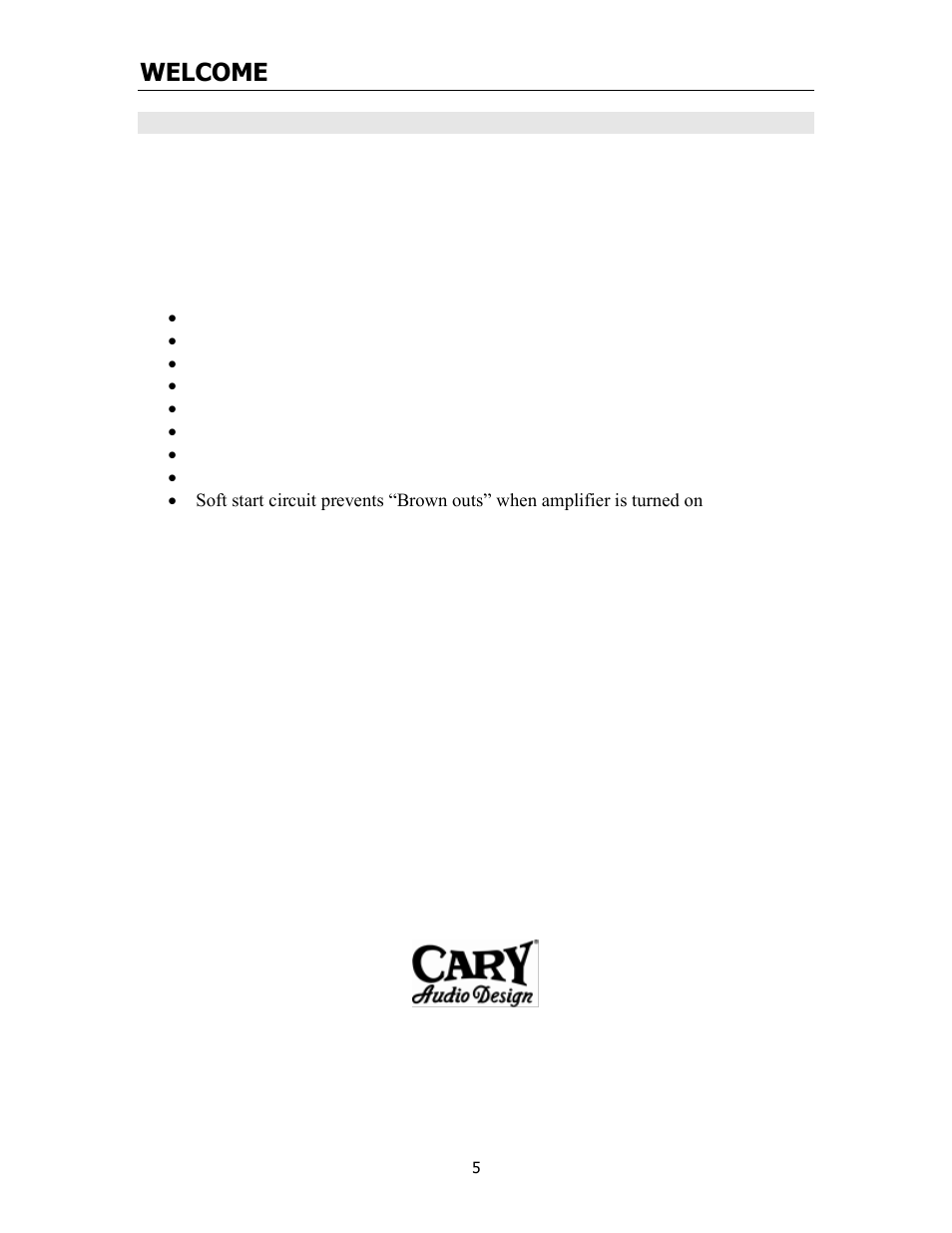 Welcome | Cary Audio Design 7.25 User Manual | Page 7 / 25