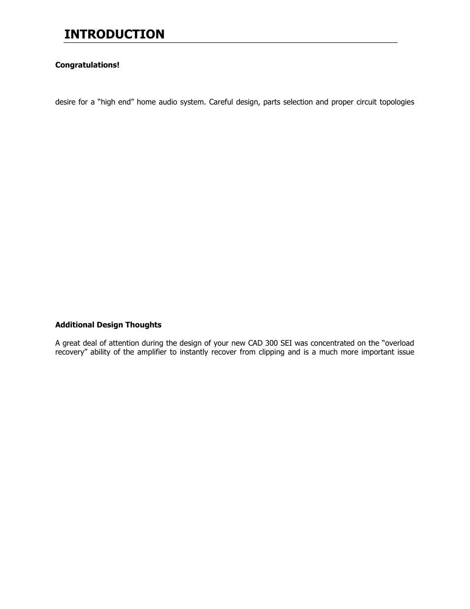 Introduction | Cary Audio Design CAD 300 SEI User Manual | Page 5 / 19