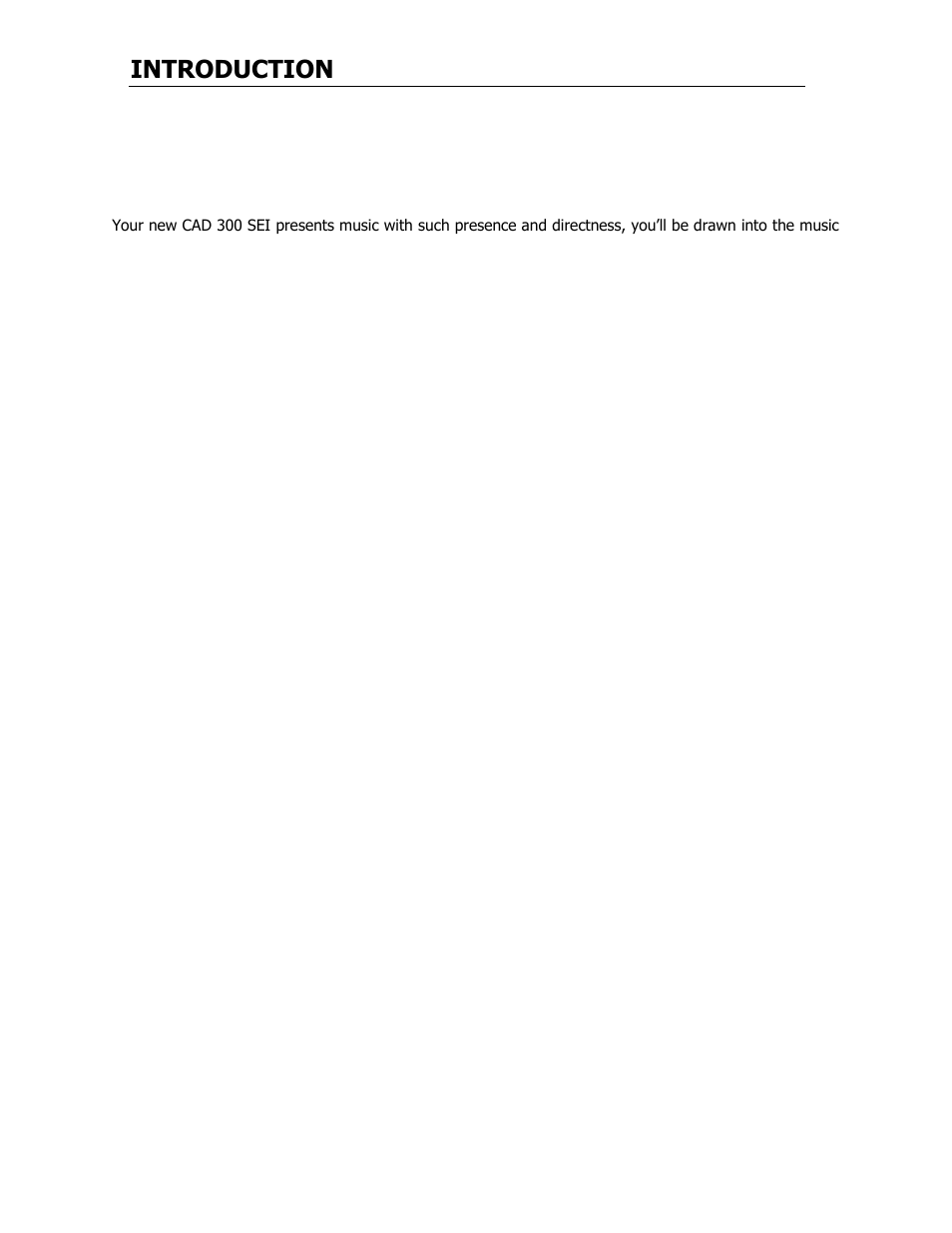 Introduction | Cary Audio Design CAD 300 SEI User Manual | Page 6 / 19