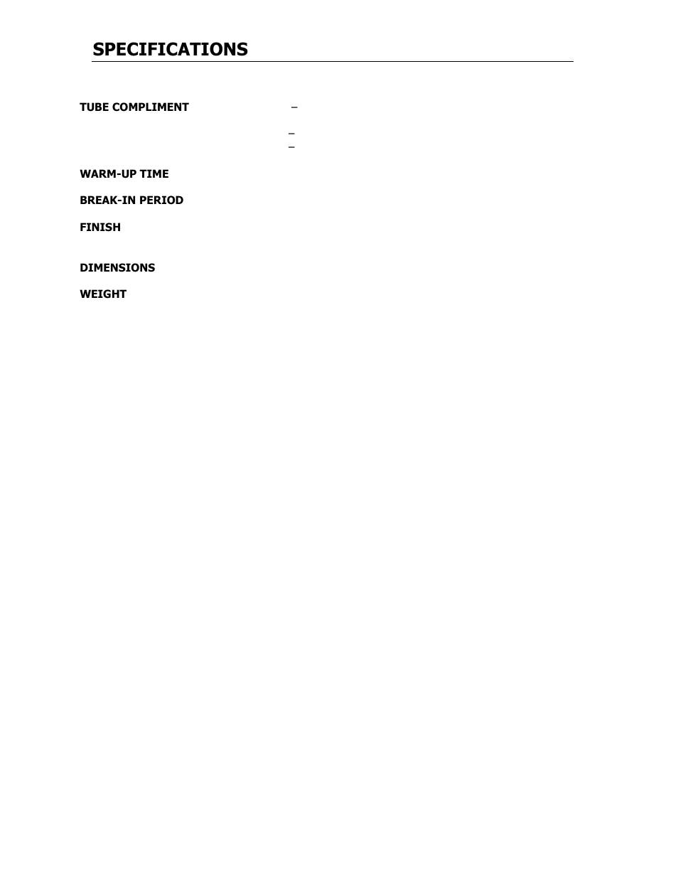 Specifications | Cary Audio Design CAD 300 SEI User Manual | Page 8 / 19