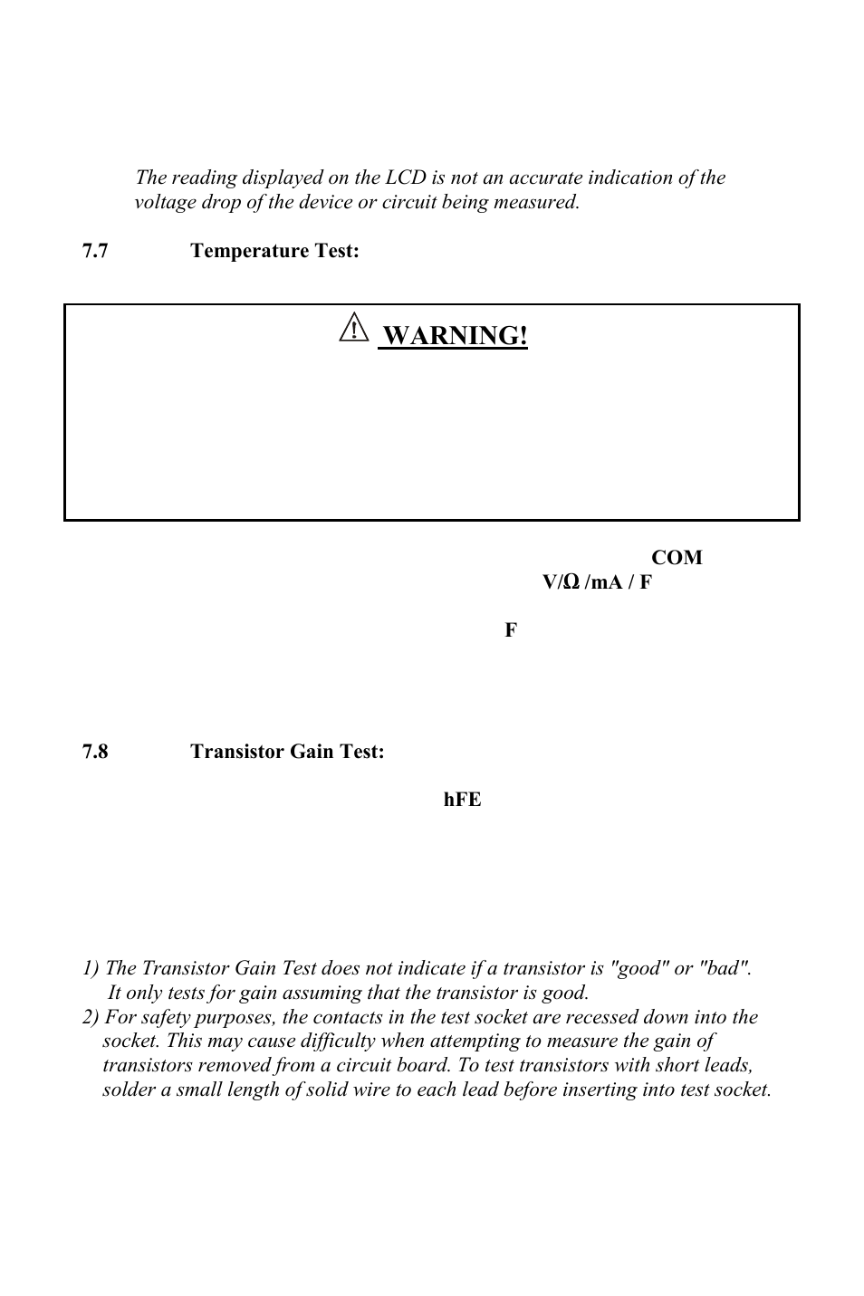 Warning | Triplett 1101a User Manual | Page 18 / 24