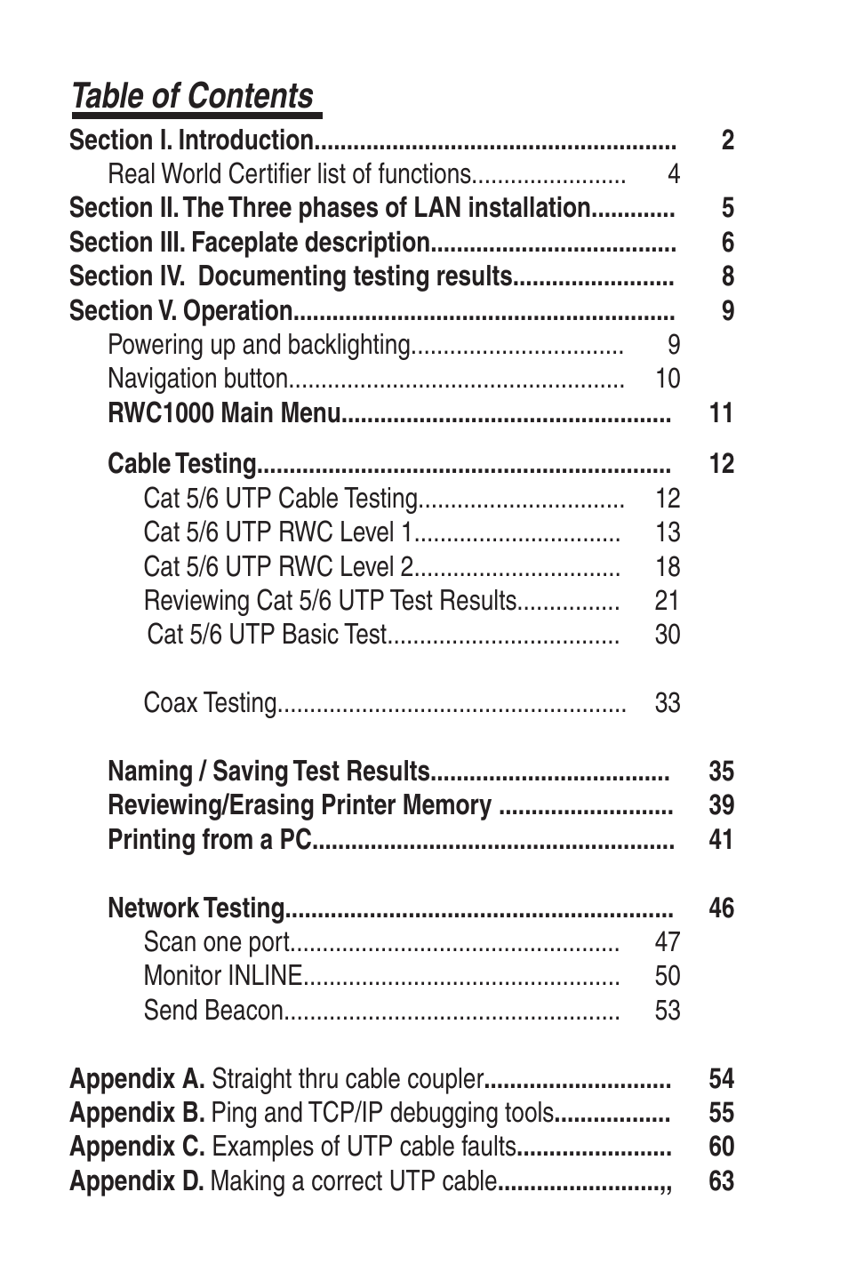 Triplett RWC1000K/RWC1000NP User Manual | Page 3 / 67