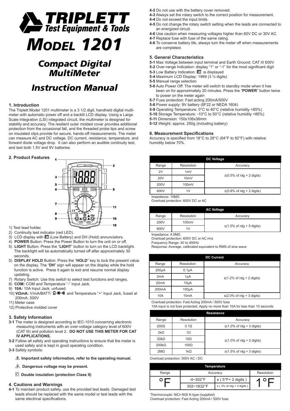 Triplett 1201 User Manual | 3 pages