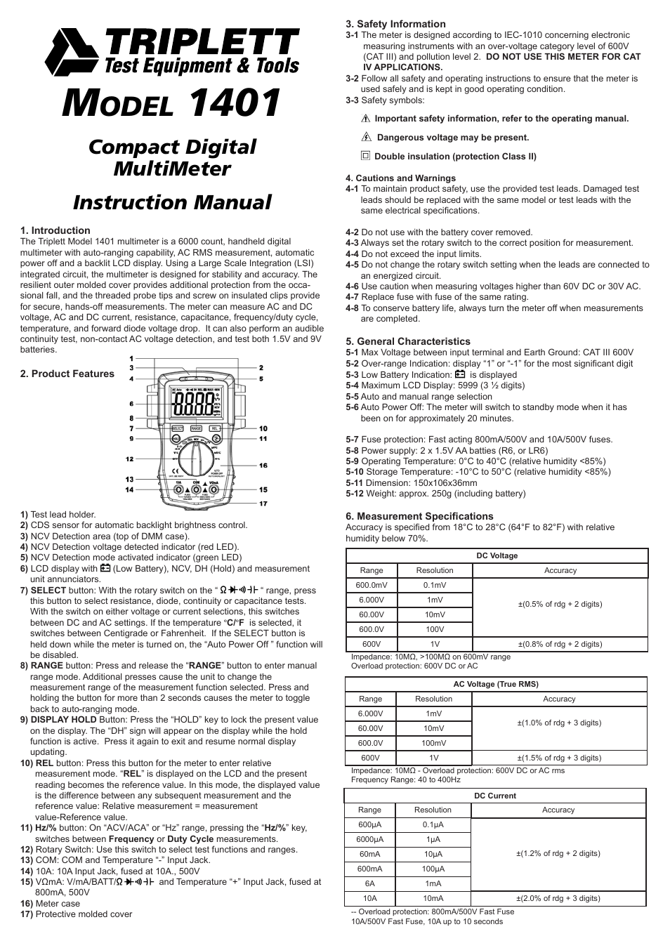 Triplett 1401 User Manual | 4 pages