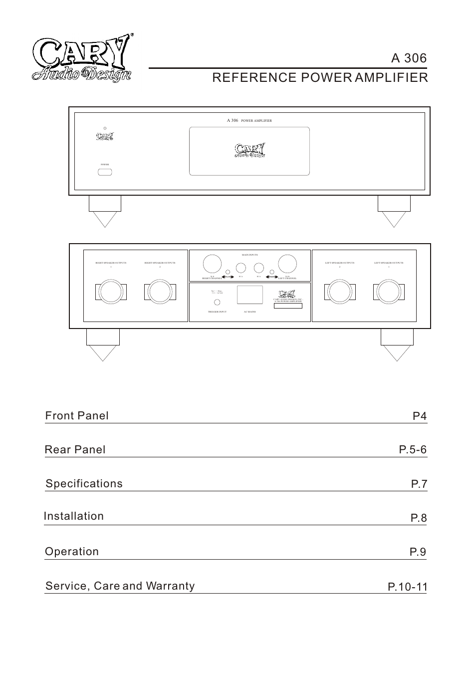 A 306 reference power amplifier | Cary Audio Design A 306 User Manual | Page 2 / 14