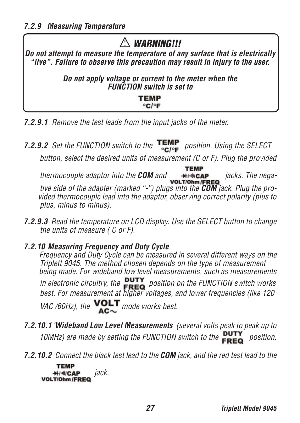 Warning | Triplett 9045 User Manual | Page 27 / 36