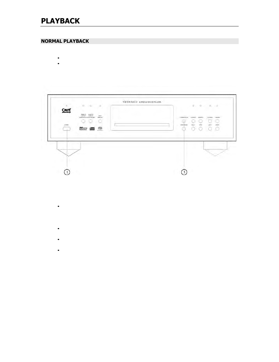 Playback | Cary Audio Design CARY AUDIO CD 306 SACD User Manual | Page 16 / 26