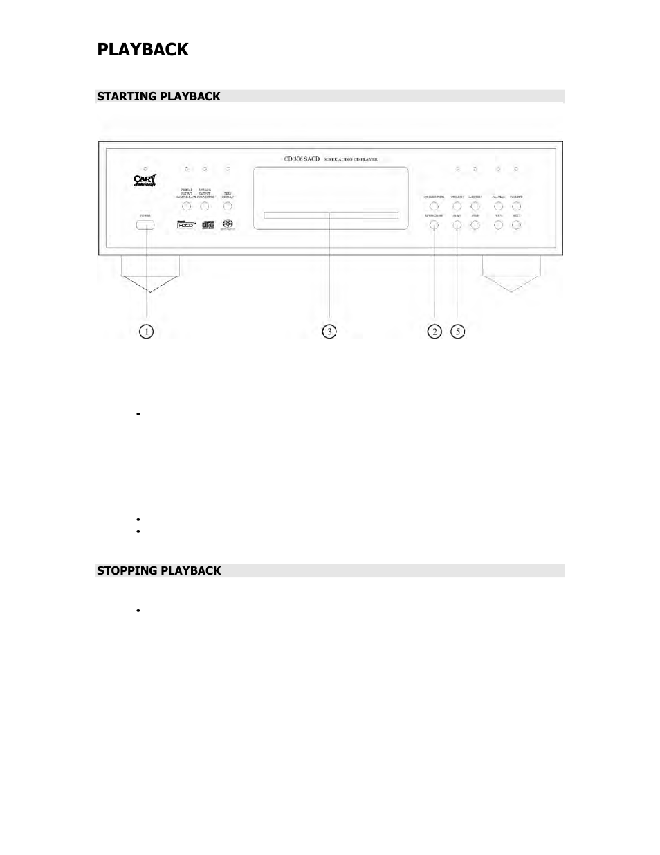 Playback | Cary Audio Design CARY AUDIO CD 306 SACD User Manual | Page 17 / 26