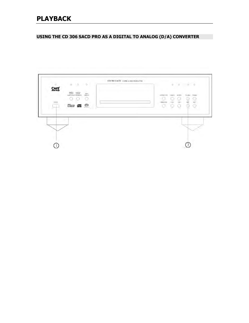 Playback | Cary Audio Design CARY AUDIO CD 306 SACD User Manual | Page 21 / 26