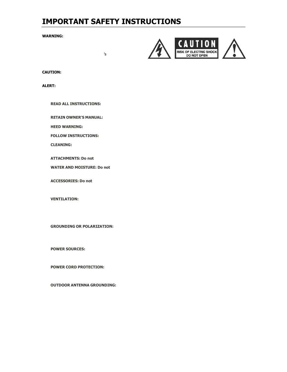 Important safety instructions | Cary Audio Design CARY AUDIO CD 306 SACD User Manual | Page 3 / 26