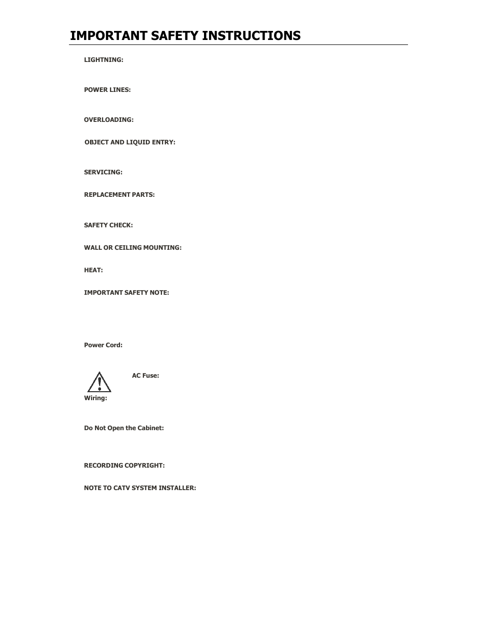 Important safety instructions | Cary Audio Design CARY AUDIO CD 306 SACD User Manual | Page 4 / 26