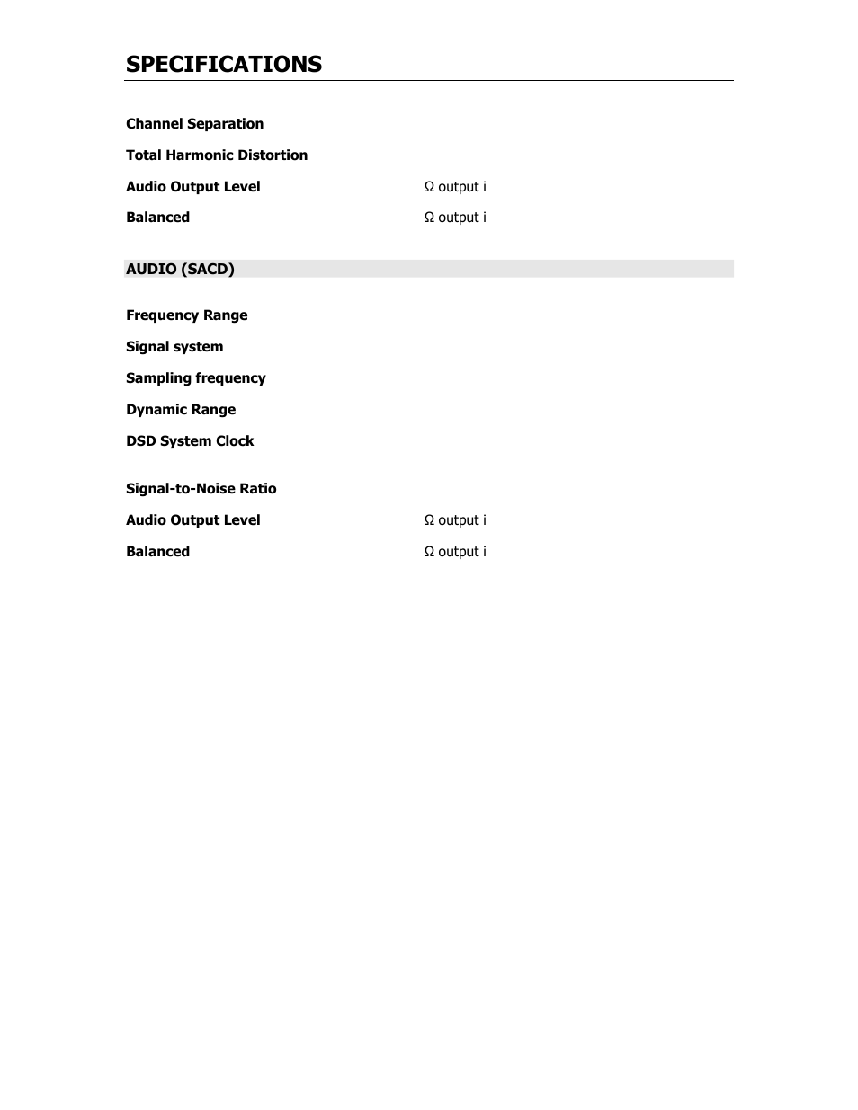 Specifications | Cary Audio Design CARY AUDIO CD 306 SACD User Manual | Page 9 / 26